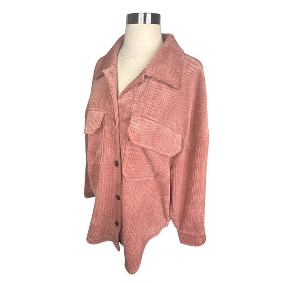 Ci Sono Outerwear Soft Corduroy Button Down Shacket - Mauve - Size Medium - Picture 2 of 6